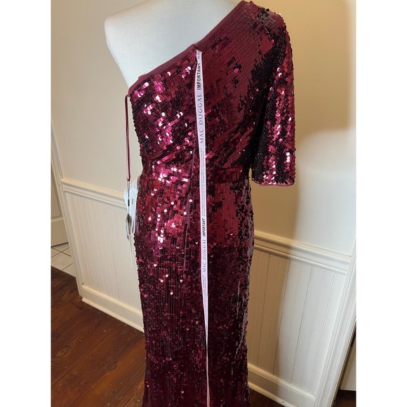 Mac Duggal 93540 Burgundy Sequin One Shoulder Gown Maxi Dress Size 6 NEW - Picture 10 of 11